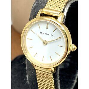 Bering Womens Watch 11022-334 Quartz White Dial Gold Stainless Steel Petite 22mm